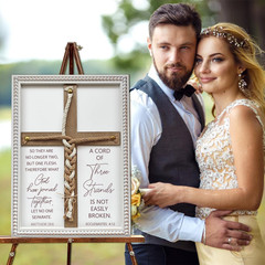 A Cord of Three Strands Wedding Ceremony Sign 16×22 in – Unity Rope Cross Braid