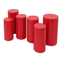 6PCS Display Pedestal Stand Iron Riser Column Pillar 23.6″ /26″ /27.6″ Tall Red