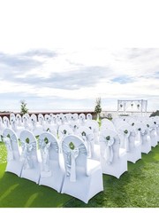 Stretch Spandex Wedding Party Arched Front Chair Covers White (50pcs)