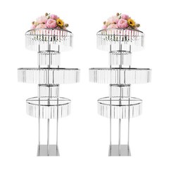 Elegant Wedding Crystal Flower/Cake Pedestal Stands, 61″ (2-Pack) – Party Decor
