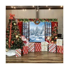 20x10ft Christmas Window Backdrop for Photography Winter Wonderland Snow Moun…