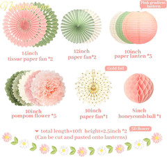 NICROHOME EUR Wedding Decorations, 20 PCS Sage Green and Pink Tissue Pom Poms Pa