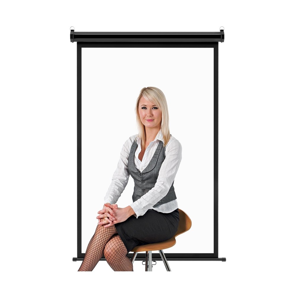 Retractable White Backdrop Screen 36.2″ x 55″ ID Photo Portable Background Ro…