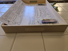 Wooden Tray with Wedding Coloring Sheets & Crayons