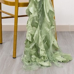 5 SAGE GREEN Curly Willow Chiffon Satin CHAIR SASHES Party Event Decorations