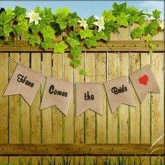 5PCS Here Comes The Bride Burlap Banner Wedding Party Decoration Bunting