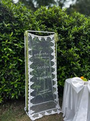 Lace Sheer Wedding Welcome Sign, Tulle Fabric Ceremony Banner