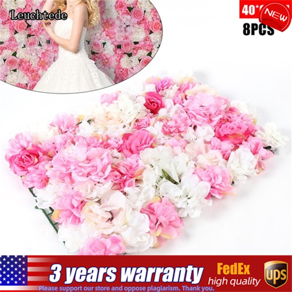 8 Rose Flower Wall Panels Artificial Silk Wedding Supply Decor Party Floral