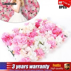8 Rose Flower Wall Panels Artificial Silk Wedding Supply Decor Party Floral