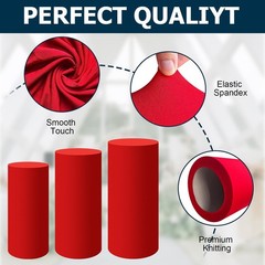 Red Cylinder Pedestal Stand Cover XXL Spandex Round Party Wedding Decor 1 Pc
