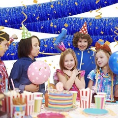 Blue Foil Fringe Garland 10FT 6packs, Metallic Foil Tinsel Fringe Banners for…