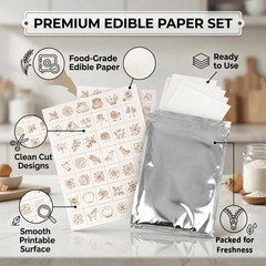 Edible Frosting Sheets A4 (30 Pack) with Stickers– Printable Icing Paper for Cak