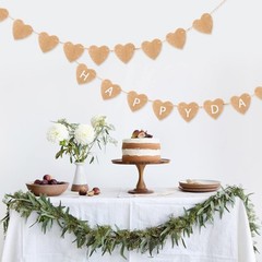 Reusable Heart Bunting Garland 11.5 Feet Rustic Linen Bunting Chain…