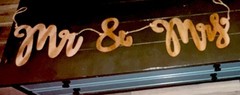 Wood & Twine Hanging “Mr & Mrs” Wedding Banner Brown 36 in x 8 in Romantic