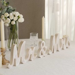 WHITE Glittered Wooden Mr & Mrs Freestanding Wedding Table DISPLAY SIGNS Party