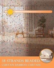 38 Strands Beaded Curtain for Doorways -35.4″x79″- Handmade Natural Beaded