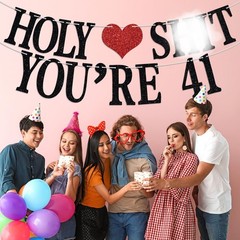 Holy You’re 41 Banner – Funny Happy 41st Birthday Bunting Sign, Cheers to 41 …
