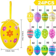 24 Count 6cm Vibrant Plastic Easter Eggs for Hanging For Party Decorations