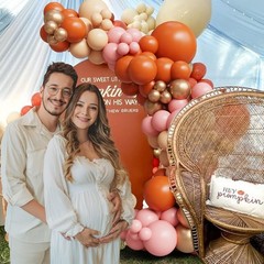 145PCS Fall Pink Balloon Arch Kit – Boho Baby Shower Decorations for Girl,