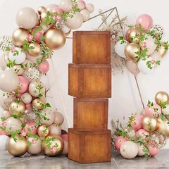 BROWN 12″ Balloon Boxes with Metallic Trim Centerpiece Decorations