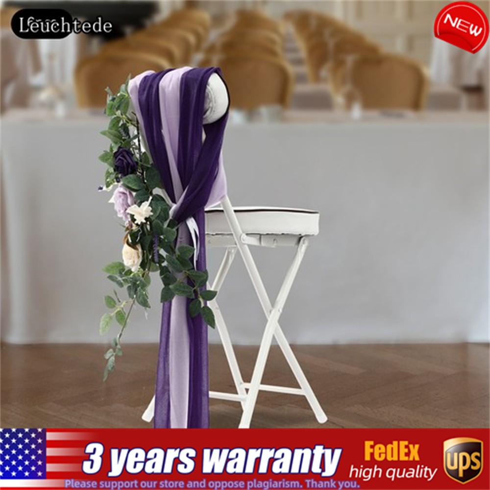 6PCS Chair Decorations Artificial Flower with Fabric Wedding Purple Rose Flower