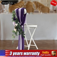6PCS Chair Decorations Artificial Flower with Fabric Wedding Purple Rose Flower