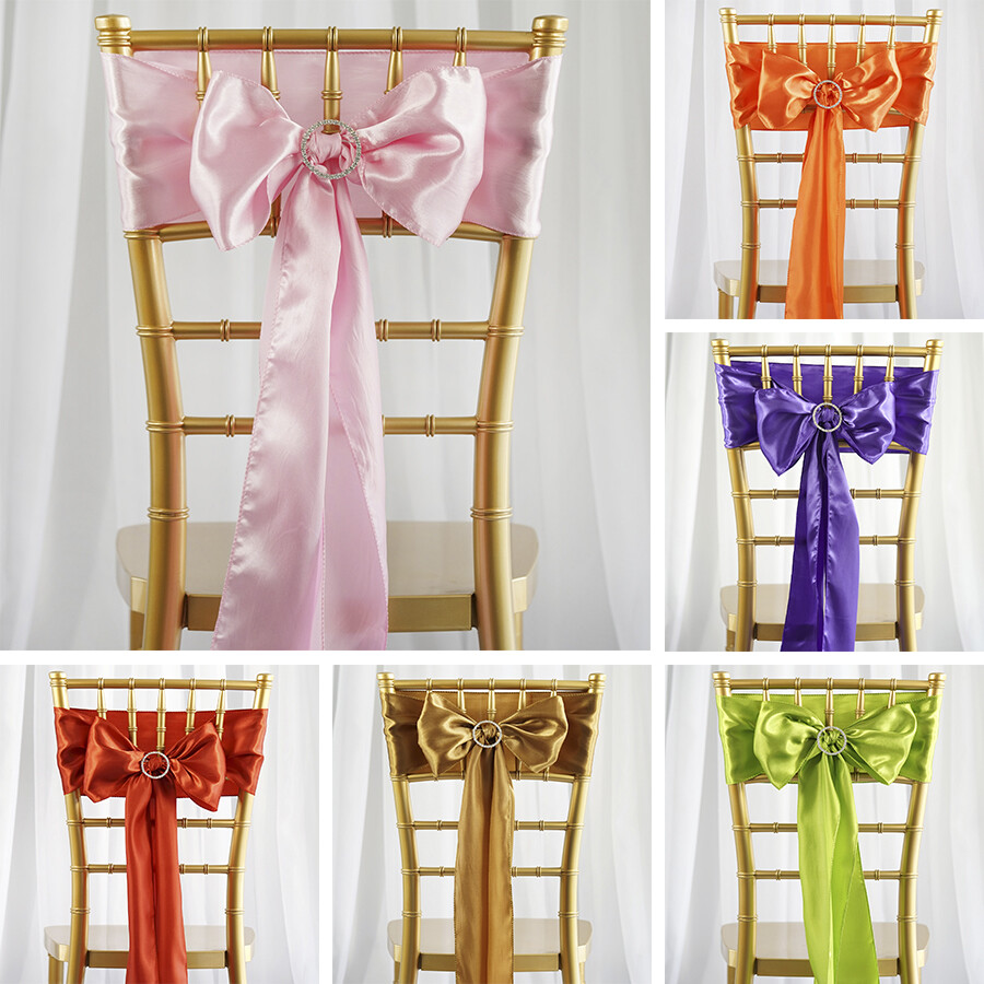 50 Satin CHAIR SASHES Ties Bows Wedding Party Catering Reception Decorations