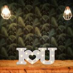 Uonlytech Light Up I Love You Sign I Love You Letters Sign Battery Operated L…