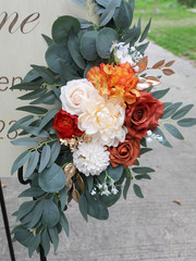 Burnt Orange Wedding Arch Flowers – Pack of 2 for Ceremony & Decor