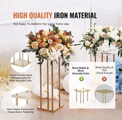 4PCS Gold Metal Wedding Flower Stand 31.5in Column Centerpiece Rack