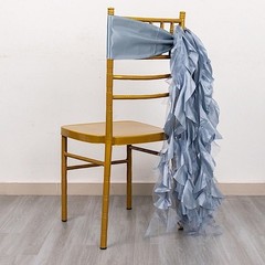 5 DUSTY BLUE Curly Willow Chiffon Satin CHAIR SASHES Party Event Decorations