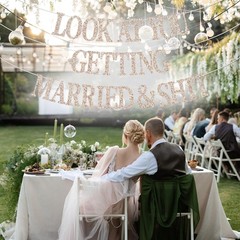 Look At You Getting Married Banner Bachelorette Party Wedding Decor Sign