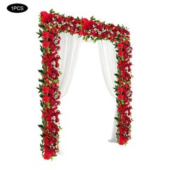 Elegant Red Floral Arrangement Row Wedding Backdrop Staircase Fence Decoration