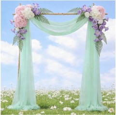 Wedding Arch Draping Fabric 1 Panel 29″ x 20FT Mint Green Sheer Tulle Drapes