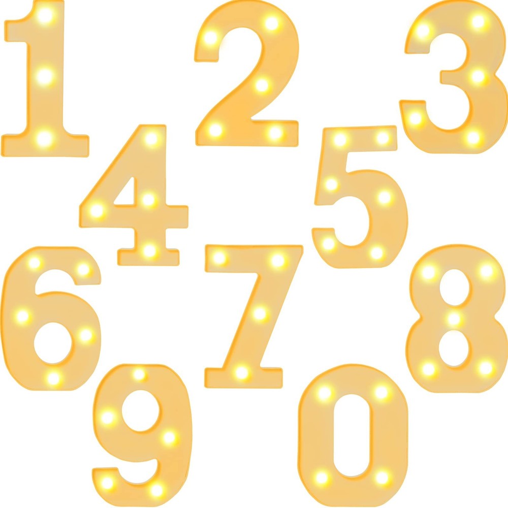 10 Pieces Decorative LED Light up Number Letters White Plastic Marquee Number…