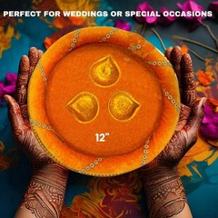 Shaadi Walay Yellow Mehndi Plate / Thali / Tray | Wedding | (Pack of 4 plates)