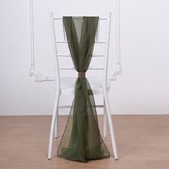 5 Olive Green Extra Wide Premium Chiffon CHAIR SASHES Bows Ties Decorations