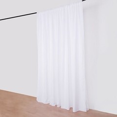 WHITE 10 ft x 10 ft Polyester Sheer Chiffon Dual Layer CURTAIN Rod Pockets Party