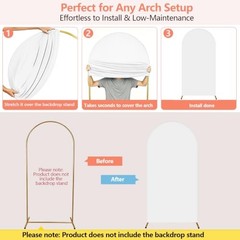 Arch Backdrop Cover Spandex Fitted Arch Party Cover for Photo, Round 6 FT White
