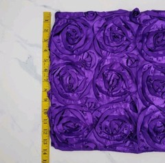 ROSETTE SATIN CHAIR CAPS SQUARE TOP GRANDIOSE Purple Ribbon – LOT OF 10
