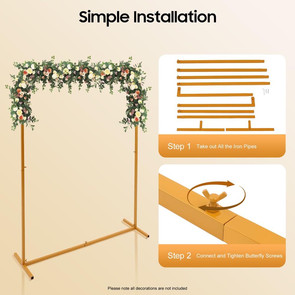 6.6ft Modern Wedding Arch Frame Balloon Flower Plant Backdrop Stand Party Decor
