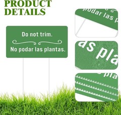 4 Pcs Corrugated Plastic Do Not Trim Yard Signs with Stakes 6.2 x 3.3 Inch 9.2 x