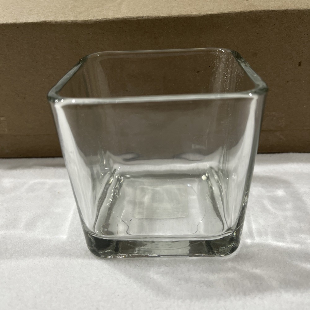 12 pcs 3 1/2″ Square Clear Glass Wedding Centerpieces Vase NIB
