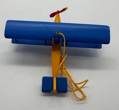 Hanging Airplane, Blue Yellow, Nursery Decor, Decorative Wooden Airplane