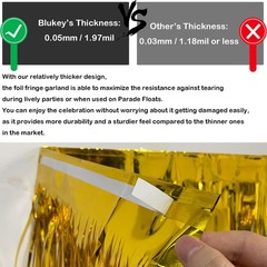 Blukey 10 Feet Long Roll Foil Fringe Garland – Pack of 3 3 (30ft), Gold