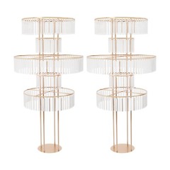 2 PCS 5-Tier Wedding Flower Stand, Gold Iron Acrylic Display Rack, Party Decor