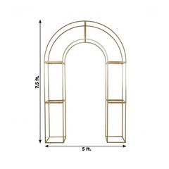 3D Gold Metal Wedding Arch Backdrop Stand with Round Top Wedding Events Party