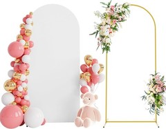 7.2 FT Wedding Arch Backdrop Stand and White Arch Cover Metal Arch Stand
