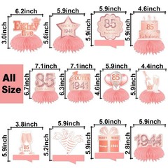 Happy 85th Birthday Rose Gold Table Honeycomb Centerpieces Balloons Theme Dec…
