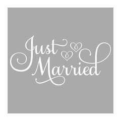 Just Married Car Decal, Wedding Day Decor, 24″ W x 12″ H, White
